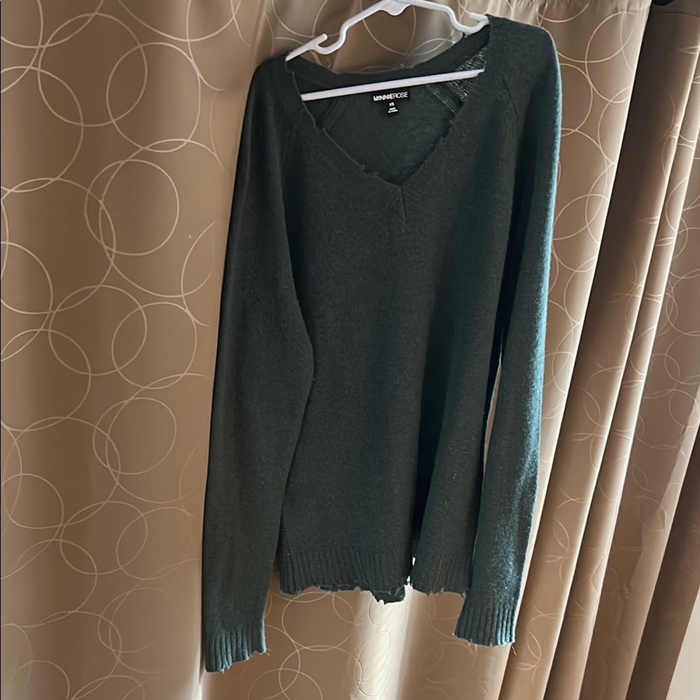 Minnie Rose Deep Green V-Neck Sweater